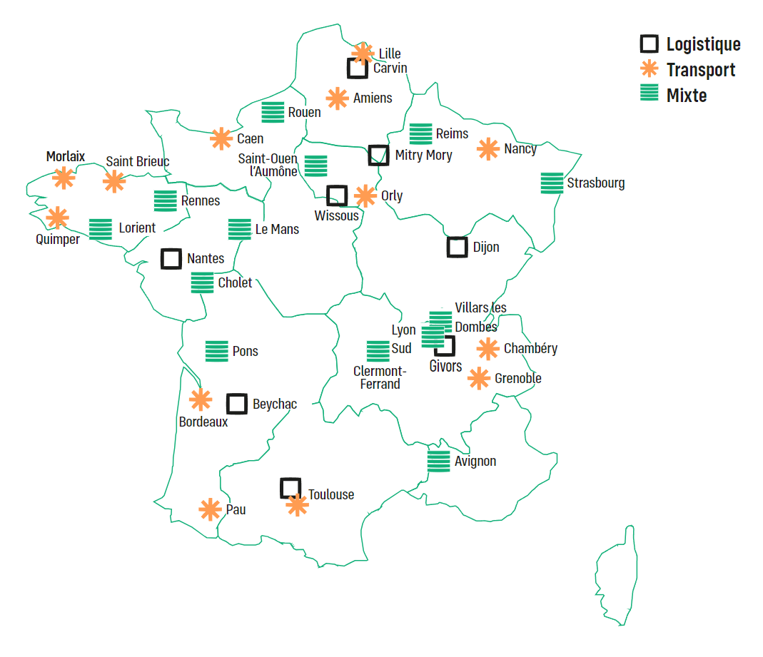 Carte implantations STG