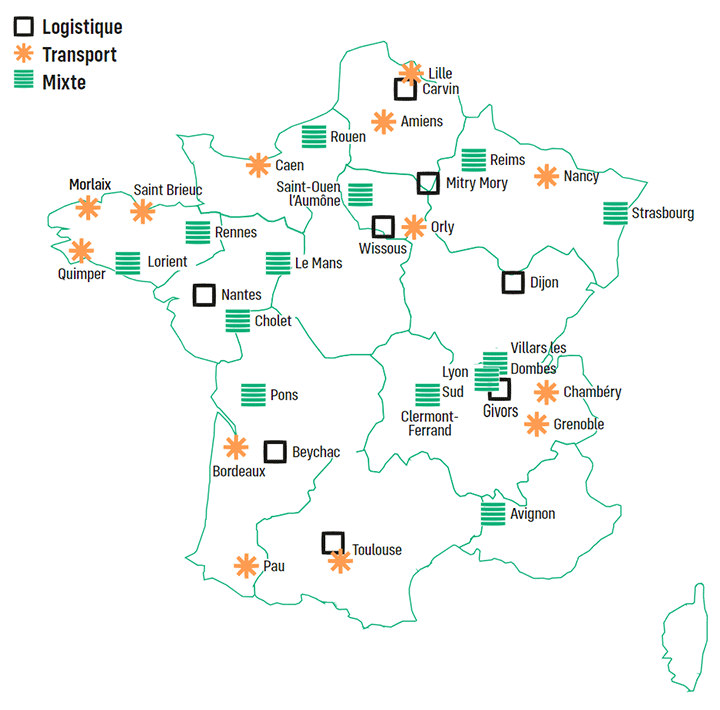 Carte implantations STG