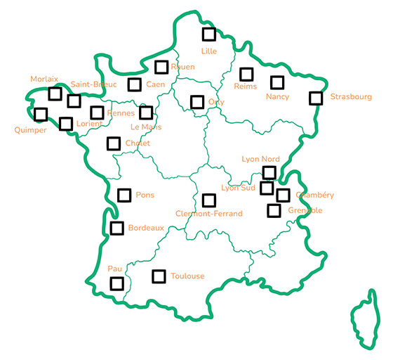 Carte implantations STG